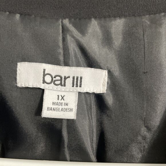 Bar III Women’s Blazer Black 1X Open Front Polished Professional Minimalist - Picture 4 of 10